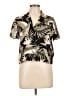 Volcom 100% Viscose Tropical Black Short Sleeve Blouse Size 10 - photo 1