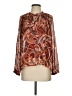 A.L.C. 100% Silk Floral Paisley Brown Long Sleeve Silk Top Size 4 - photo 1
