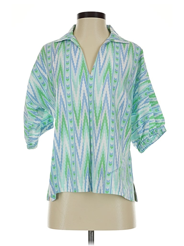 Pre-owned Emily Mccarthy 3/4 Sleeve Blouse In Green
