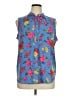 Ann Taylor 100% Polyester Floral Blue Sleeveless Blouse Size XL - photo 1