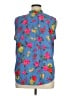 Ann Taylor 100% Polyester Floral Blue Sleeveless Blouse Size XL - photo 2