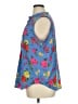 Ann Taylor 100% Polyester Floral Blue Sleeveless Blouse Size XL - photo 5