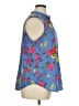 Ann Taylor 100% Polyester Floral Blue Sleeveless Blouse Size XL - photo 4