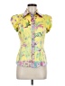 Versace Floral Yellow Short Sleeve Silk Top Size EU (IT) 44 / US 8 - photo 1