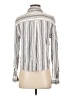 Express 100% Rayon Stripes Ivory Long Sleeve Button-Down Shirt Size S - photo 2