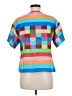 Valentino Color Block Orange Blue Geometric Blouse Size M (estimated) - photo 2