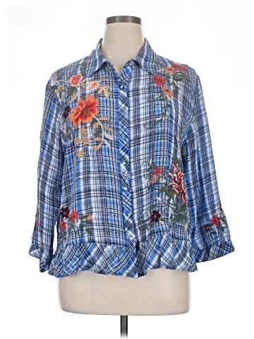 Johnny Was 3/4 Sleeve Silk Top (view 1)
