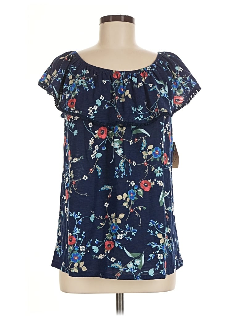 St. John's Bay Short Sleeve Blouse In Blue