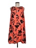 Halogen 100% Polyester Print Orange Casual Dress Size M - photo 1