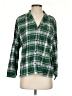 Eberjey Plaid Green 3/4 Sleeve Button-Down Shirt Size S - photo 1