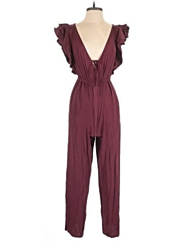 Madewell Jacquard Deep-V Ruffled Jumpsuit (view 1)