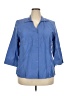 JM Collection Blue 3/4 Sleeve Button-Down Shirt Size 2X - photo 1