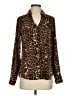Express 100% Polyester Animal Print Brown Long Sleeve Blouse Size S - photo 1