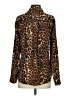Express 100% Polyester Animal Print Brown Long Sleeve Blouse Size S - photo 2
