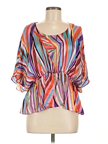 Line & Dot 3/4 Sleeve Silk Top (view 1)