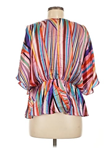 Line & Dot 3/4 Sleeve Silk Top (view 2)