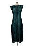 J. Peterman 100% Polyester Chevron-herringbone Teal Cocktail Dress Size 6 - photo 1