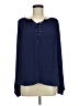 Jennifer Lopez 100% Polyester Blue Long Sleeve Henley Size M - photo 1