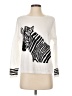 Joan Vass 100% Cotton Animal Print White Sweatshirt Size 4 Petite (0) - photo 1