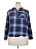 Kut from the Kloth 100% Rayon Plaid Blue Long Sleeve Button-Down Shirt Size XXL - photo 1