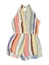 Bebop 100% Rayon Stripes Blue Ivory Romper Size S - photo 2