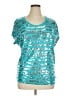 MICHAEL Michael Kors 100% Rayon Metallic Teal Short Sleeve Top Size XL - photo 1