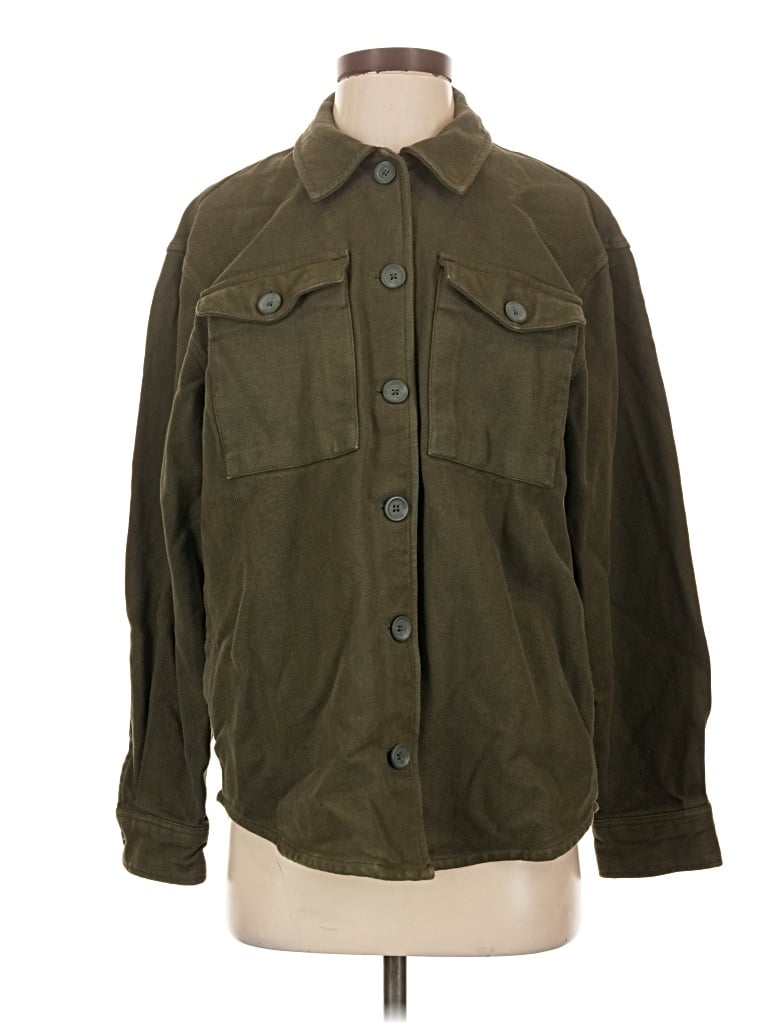 Pre-owned Outerknown Long Sleeve Button Down Shirt In Green