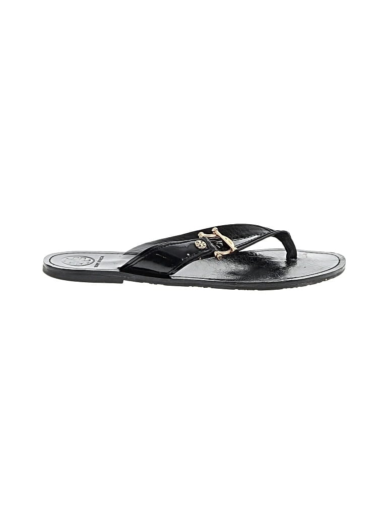 Pre-owned Tory Burch Flip Flops In Black