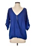 Venus 100% Polyester Blue 3/4 Sleeve Blouse Size S - photo 1
