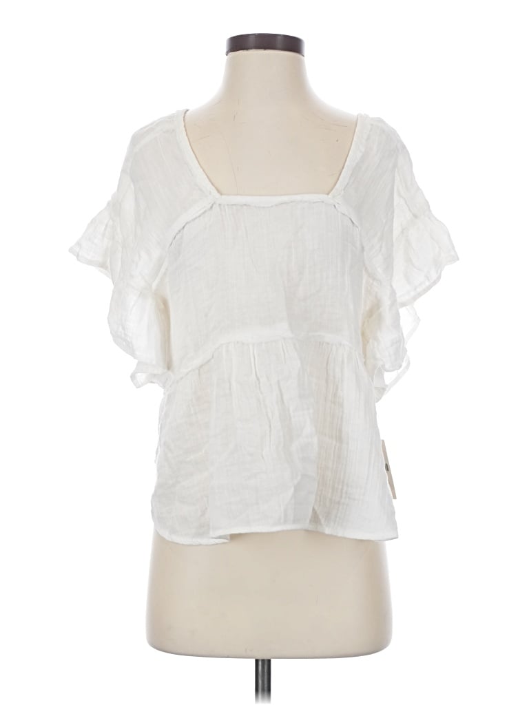 By Anthropologie Short Sleeve Blouse In White