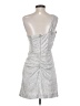 Cache 100% Polyester Metallic Silver Cocktail Dress Size 4 - photo 2