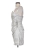 Cache 100% Polyester Metallic Silver Cocktail Dress Size 4 - photo 5