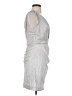 Cache 100% Polyester Metallic Silver Cocktail Dress Size 4 - photo 4