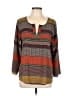 Ezra Stripes Color Block Brown 3/4 Sleeve Blouse Size L (estimated) - photo 1