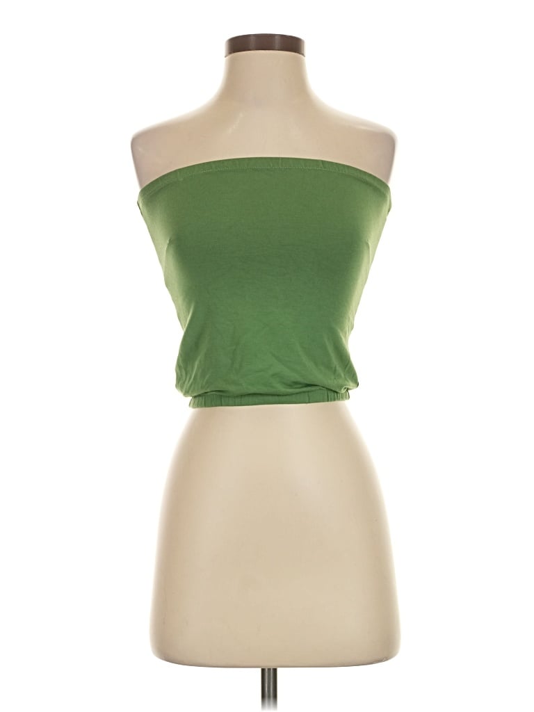 Pre-owned Stripe & Stare Tube Top Green Strapless Neckline Tops