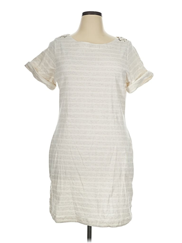 Pre-owned Tommy Bahama Short Sleeve Top Ivory Square Neckline Tops