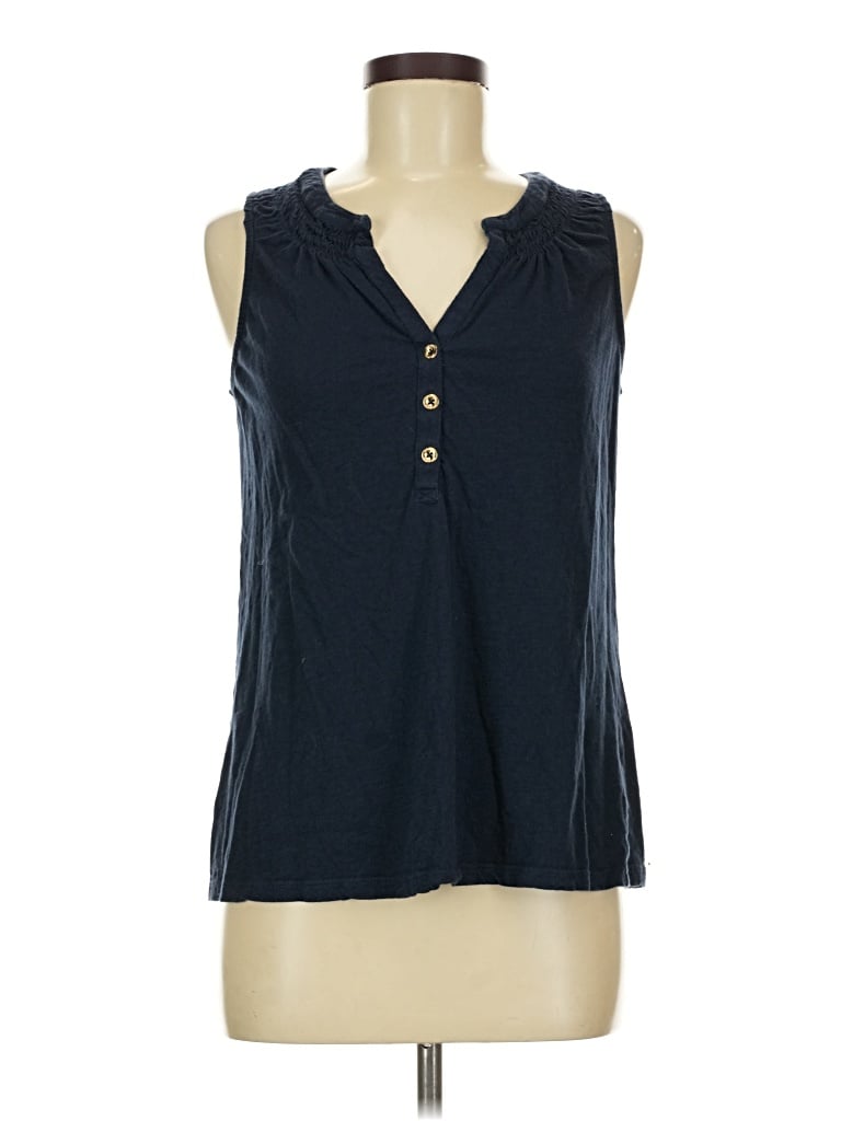 Pre-owned Lilly Pulitzer Sleeveless Henley Shirt In Blue