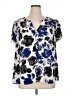 Daniel Rainn Floral Blue Short Sleeve Blouse Size 1X - photo 1