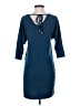 Peach Solid Blue Casual Dress Size XS - photo 2