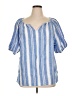 Talbots 100% Linen Blue Short Sleeve Blouse Size 1X - photo 1