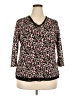 Fashion Bug 100% Polyester Animal Print Black 3/4 Sleeve Blouse Size 18 - photo 1