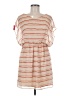 Lush 100% Polyester Stripes Tan Casual Dress Size M - photo 1