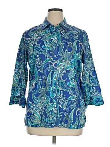 Lauren by Ralph Lauren 3/4 Sleeve Button-Down Shirt (view 1)