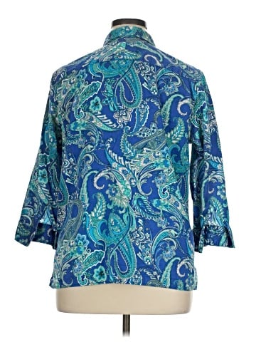 Lauren by Ralph Lauren 3/4 Sleeve Button-Down Shirt (view 2)