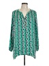 IMAN 100% Polyester Green 3/4 Sleeve Blouse Size L - photo 1