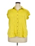 Rose + Olive 100% Rayon Yellow Short Sleeve Blouse Size L - photo 1