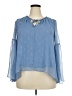 Jennifer Lopez 100% Polyester Blue Long Sleeve Blouse Size L - photo 1
