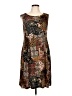 Connected Apparel Print Brown Casual Dress Size 10 - photo 1