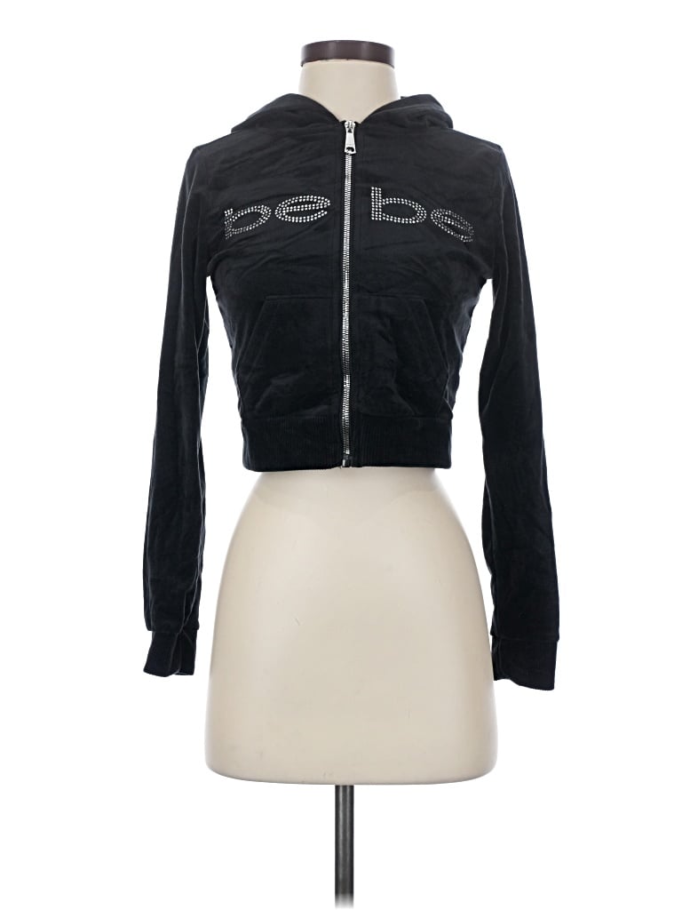 Pre-owned Bebe Zip Up Hoodie In Black