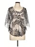 Robin K. 100% Polyester Animal Print Silver 3/4 Sleeve Blouse Size L - photo 1